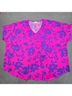Shop The Mint Womens XL Pink & Purple Floral V-Neck Top